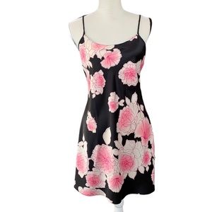 Natori Rose Floral Print Silky Chemise Slip Adjustable Spaghetti Strap Size M